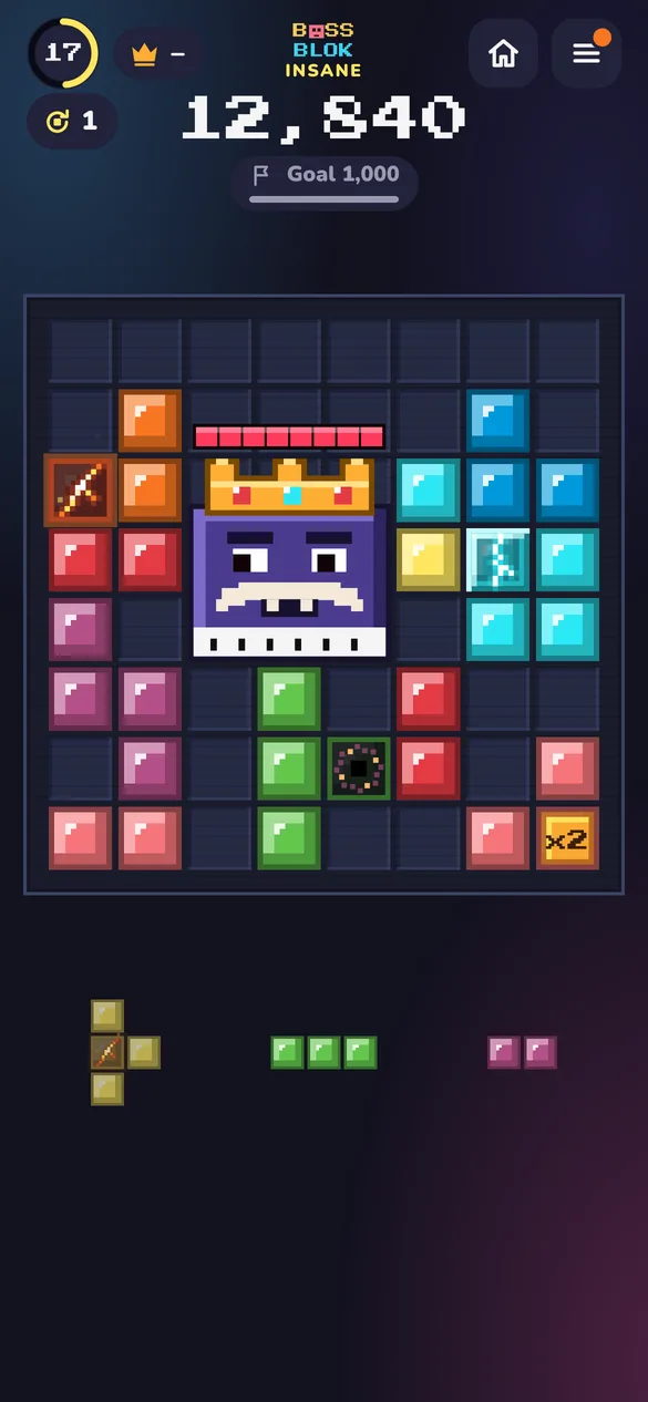 BOSSBLOK in game: the King on the board